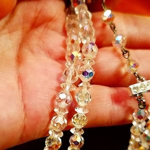 Vintage '50s crystal double strand choker necklace